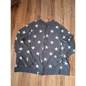 Torrid Womens Plus Size 3 Gray Star Print Full Zip Bomber Jacket